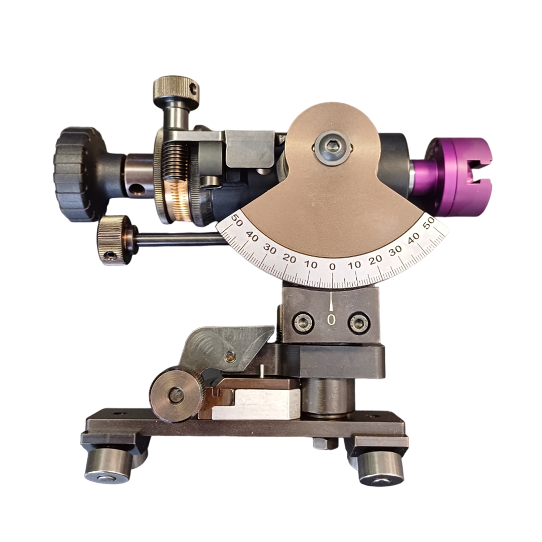 40419 D </BR>Chariot de lapidage à crémaillère 45° avec dispositif de serrage pour mandrin
