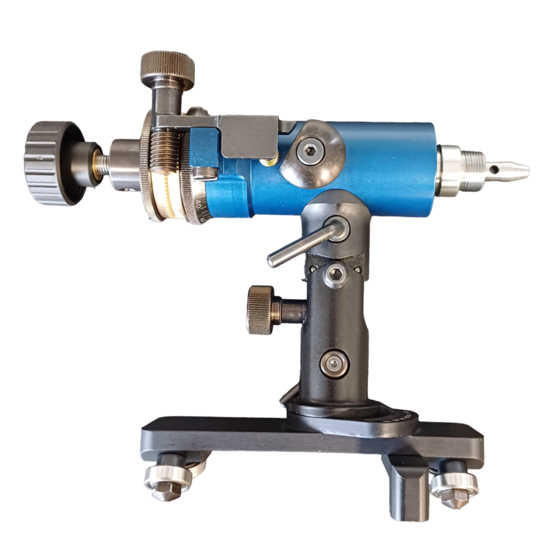 41235 </BR>Bobineau à réglage angulaire par division mécanique avec système de serrage pour pince M16x1 sur support inclinable à crémaillère