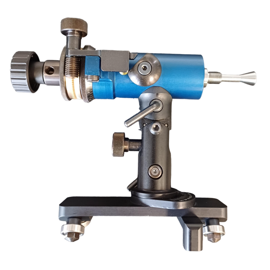 41255 </BR>Bobineau à réglage angulaire par division mécanique avec système de serrage pour pince M16x1 sur support inclinable à crémaillère